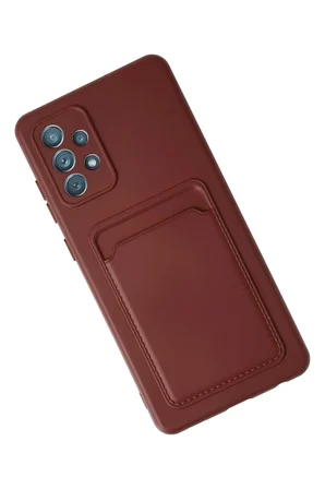 Uray store Samsung Galaxy A72 Kılıf Kelvin Kartvizitli Silikon - Bordo