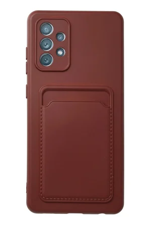 Uray store Samsung Galaxy A72 Kılıf Kelvin Kartvizitli Silikon - Bordo