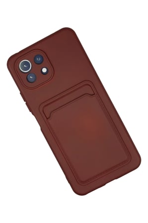 Uray store Xiaomi Mi 11 Kılıf Kelvin Kartvizitli Silikon - Bordo