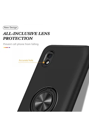 Uray store Samsung Galaxy A01 Core Kılıf Elit Yüzüklü Kapak - Siyah