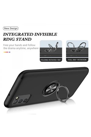 Uray store Samsung Galaxy A02S Kılıf Elit Yüzüklü Kapak - Siyah