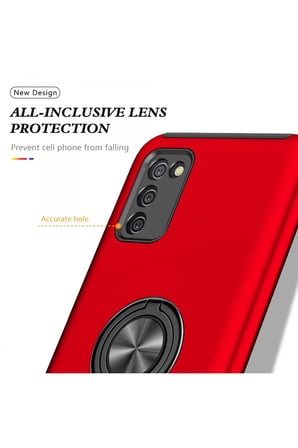 Uray store Samsung Galaxy A02S Kılıf Elit Yüzüklü Kapak - Kırmızı