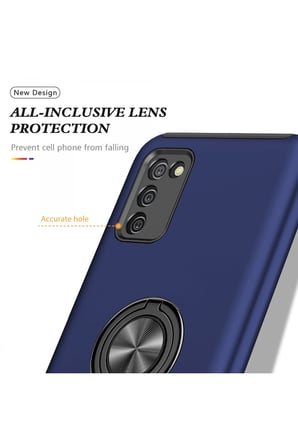 Uray store Samsung Galaxy A02S Kılıf Elit Yüzüklü Kapak - Lacivert