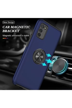 Uray store Samsung Galaxy A02S Kılıf Elit Yüzüklü Kapak - Lacivert
