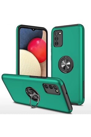 Uray store Samsung Galaxy A02S Kılıf Elit Yüzüklü Kapak - Yeşil