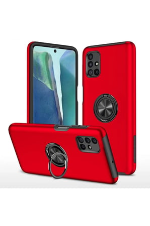 Uray store Samsung Galaxy M51 Kılıf Elit Yüzüklü Kapak - Kırmızı