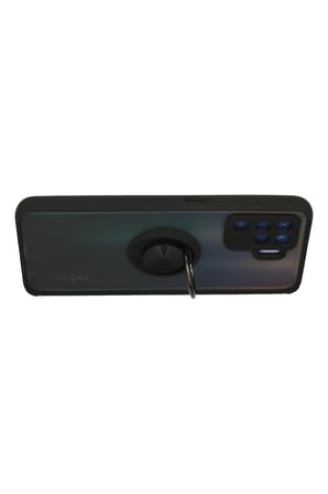Uray store Oppo Reno 5 Lite Kılıf Montreal Yüzüklü Silikon Kapak - Siyah
