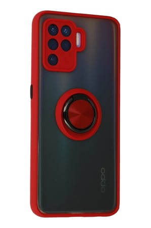 Uray store Oppo Reno 5 Lite Kılıf Montreal Yüzüklü Silikon Kapak - Kırmızı
