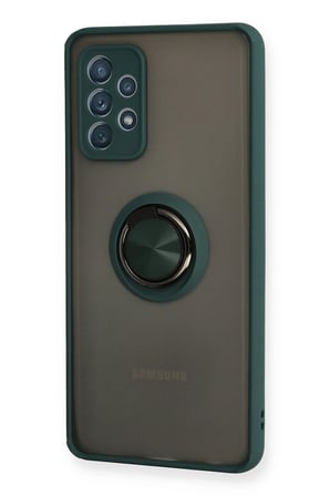 Uray store Samsung Galaxy A72 Kılıf Montreal Yüzüklü Silikon Kapak - Yeşil