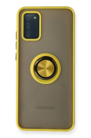 Uray store Samsung Galaxy A02S Kılıf Montreal Yüzüklü Silikon Kapak - Sarı
