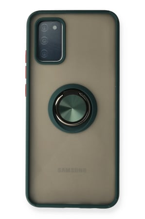 Uray store Samsung Galaxy A02S Kılıf Montreal Yüzüklü Silikon Kapak - Yeşil
