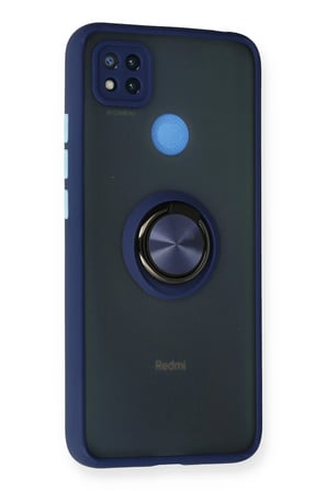 Uray store Xiaomi Redmi 9C Kılıf Montreal Yüzüklü Silikon Kapak - Lacivert