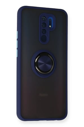 Uray store Xiaomi Redmi 9 Kılıf Montreal Yüzüklü Silikon Kapak - Lacivert