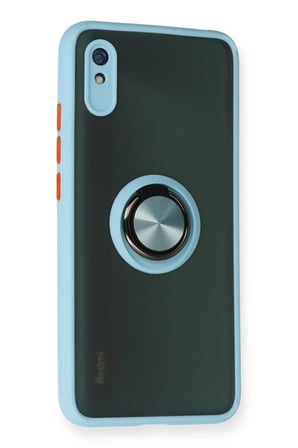 Uray store Xiaomi Redmi 9A Kılıf Montreal Yüzüklü Silikon Kapak - Buz Mavi