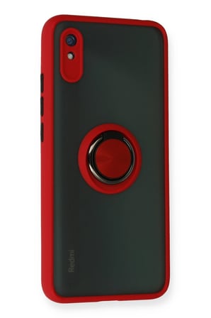 Uray store Xiaomi Redmi 9A Kılıf Montreal Yüzüklü Silikon Kapak - Kırmızı