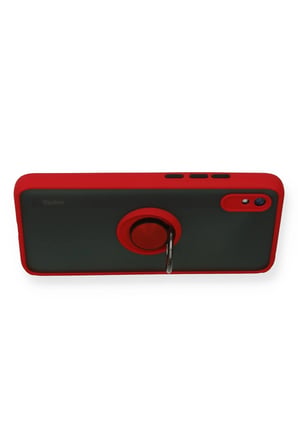 Uray store Xiaomi Redmi 9A Kılıf Montreal Yüzüklü Silikon Kapak - Kırmızı