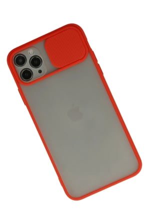 Uray store Apple iPhone 11 Pro Max Kılıf Palm Buzlu Kamera Sürgülü Silikon - Kırmızı