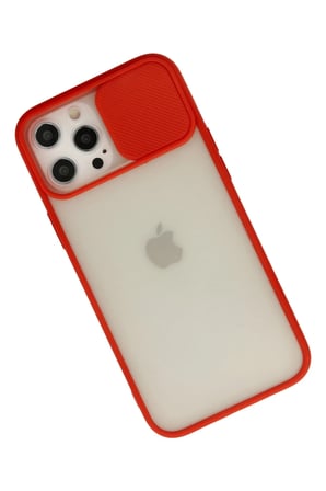 Uray store Apple iPhone 12 Pro Max Kılıf Palm Buzlu Kamera Sürgülü Silikon - Kırmızı