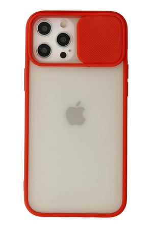 Uray store Apple iPhone 12 Pro Max Kılıf Palm Buzlu Kamera Sürgülü Silikon - Kırmızı