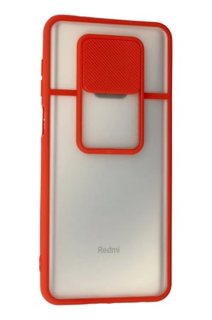 Uray store Xiaomi Redmi Note 9 Pro Kılıf Palm Buzlu Kamera Sürgülü Silikon - Kırmızı