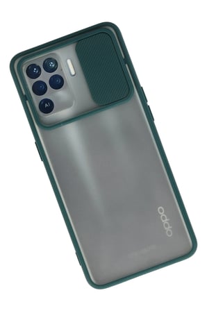 Uray store Oppo Reno 5 Lite Kılıf Palm Buzlu Kamera Sürgülü Silikon - Yeşil