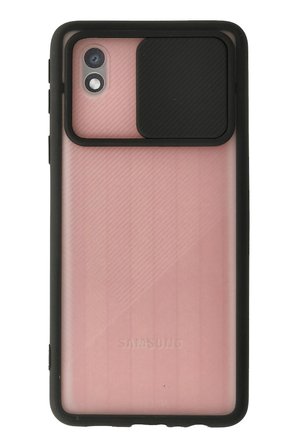 Uray store Samsung Galaxy A01 Core Kılıf Palm Buzlu Kamera Sürgülü Silikon - Siyah