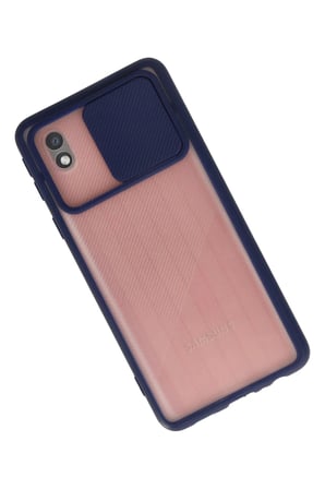 Uray store Samsung Galaxy A01 Core Kılıf Palm Buzlu Kamera Sürgülü Silikon - Lacivert