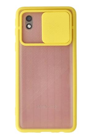 Uray store Samsung Galaxy A01 Core Kılıf Palm Buzlu Kamera Sürgülü Silikon - Sarı