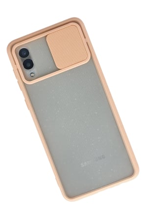 Uray store Samsung Galaxy A02 Kılıf Palm Buzlu Kamera Sürgülü Silikon - Pembe