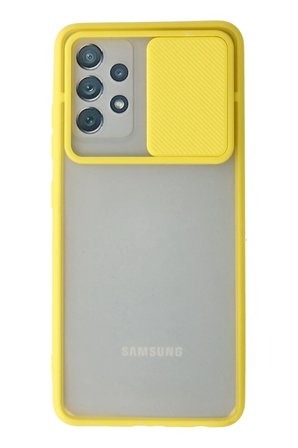Uray store Samsung Galaxy A52 Kılıf Palm Buzlu Kamera Sürgülü Silikon - Sarı