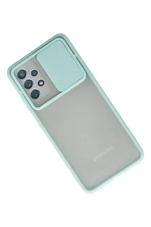 Uray store Samsung Galaxy A52 Kılıf Palm Buzlu Kamera Sürgülü Silikon - Turkuaz
