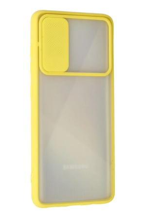 Uray store Samsung Galaxy A71 Kılıf Palm Buzlu Kamera Sürgülü Silikon - Sarı