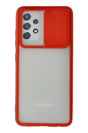 Uray store Samsung Galaxy A72 Kılıf Palm Buzlu Kamera Sürgülü Silikon - Kırmızı
