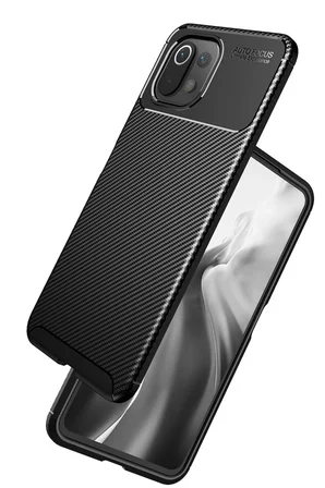 Uray store Xiaomi Mİ 11 Lite Kılıf Auto Focus Karbon Kapak - Lacivert