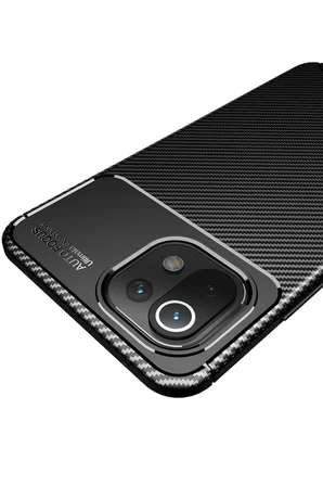 Uray store Xiaomi Mİ 11 Lite Kılıf Auto Focus Karbon Kapak - Lacivert