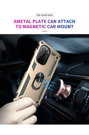 Uray store Xiaomi Poco F3 Kılıf Sofya Yüzüklü Silikon Kapak - Gold