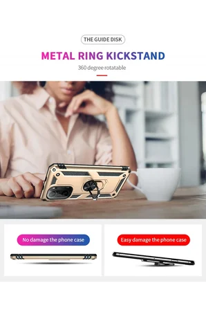 Uray store Xiaomi Poco F3 Kılıf Sofya Yüzüklü Silikon Kapak - Gold