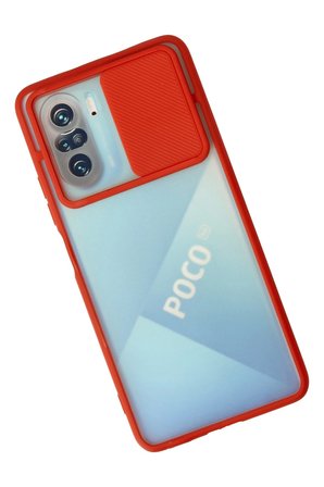 Uray store Xiaomi Poco F3 Kılıf Palm Buzlu Kamera Sürgülü Silikon - Kırmızı