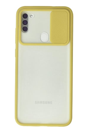 Uray store Samsung Galaxy A11 Kılıf Palm Buzlu Kamera Sürgülü Silikon - Sarı