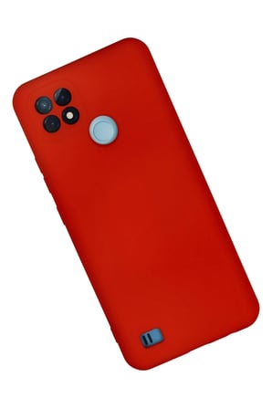 Uray store Realme C21 Kılıf Nano içi Kadife Silikon - Kırmızı
