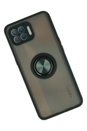 Uray store Oppo Reno 4 Lite Kılıf Montreal Yüzüklü Silikon Kapak - Yeşil