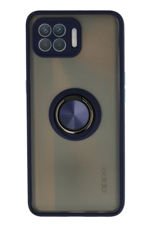 Uray store Oppo Reno 4 Lite Kılıf Montreal Yüzüklü Silikon Kapak - Lacivert