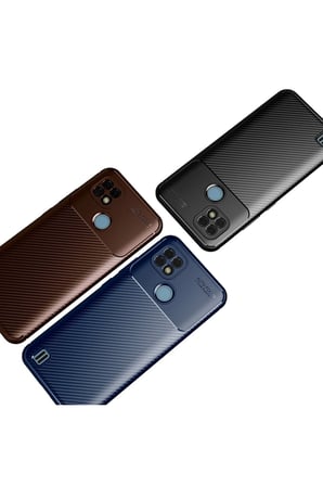 Uray store Realme C21 Kılıf Auto Focus Karbon Kapak - Siyah