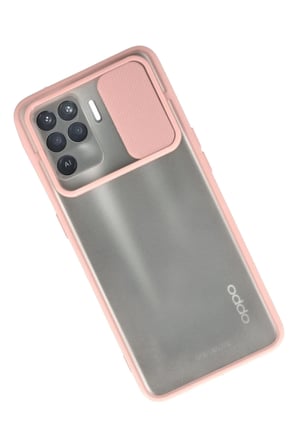 Uray store Oppo Reno 5 Lite Kılıf Palm Buzlu Kamera Sürgülü Silikon - Pembe