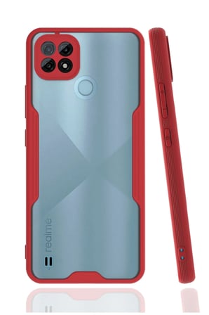 Uray store Realme C21 Kılıf Platin Silikon - Kırmızı