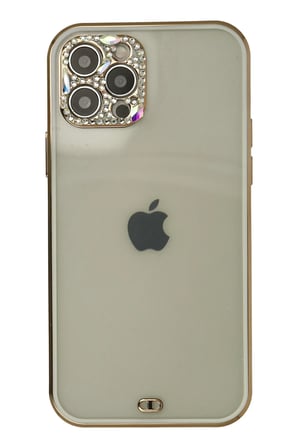 Uray store Apple iPhone 12 Pro Max Kılıf Liva Taşlı Silikon - Beyaz