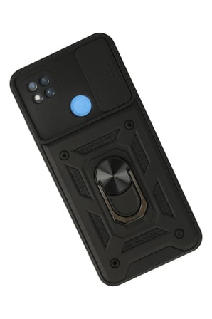Uray store Xiaomi Redmi 9C Kılıf Pars Lens Yüzüklü Silikon - Siyah