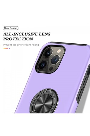 Uray store Apple iPhone 13 Pro Max Kılıf Elit Yüzüklü Kapak - Mor