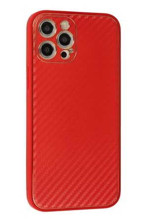 Uray store Apple iPhone 12 Pro Kılıf Coco Karbon Silikon - Kırmızı