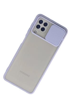 Uray store Samsung Galaxy A22 Kılıf Palm Buzlu Kamera Sürgülü Silikon - Lila